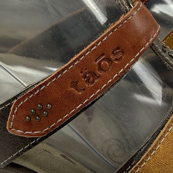 Taos Tribute Leather Slide Sandals Women 8 Brown Gladiator Strappy Comfort - Picture 11 of 11